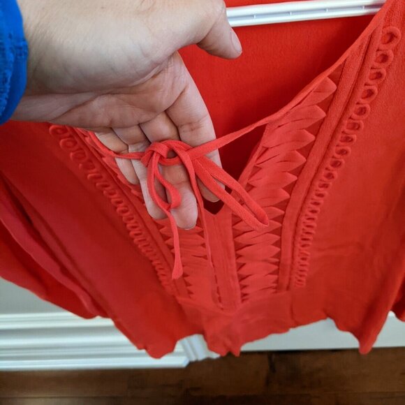 Diane Von Furstenberg women's orange 3/4 sleeve blouse in size 4 - Picture 4 of 8